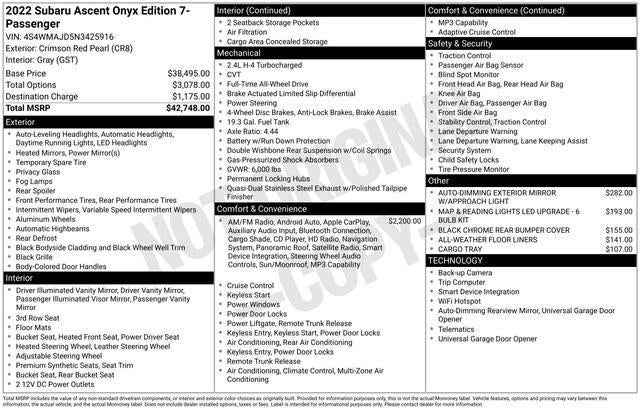 2022 Subaru Ascent Onyx Edition