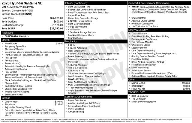 2020 Hyundai Santa Fe SE