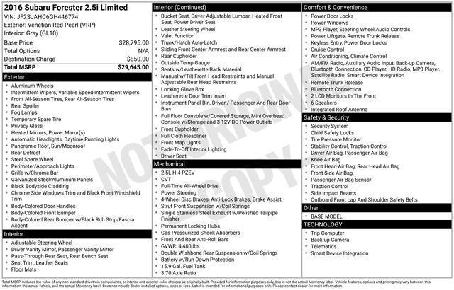 2016 Subaru Forester 2.5i Limited